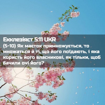 Picture 02 - Екклезіяст 5:11 UKR - (5-10) Як маєток - Bible Verse Picture