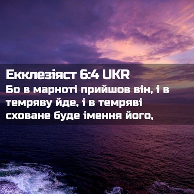 Picture 02 - Екклезіяст 6:4 UKR - Бо в марноті прийшов він, і - Bible Verse Picture