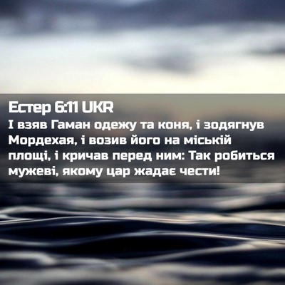 Picture 02 - Естер 6:11 UKR - І взяв Гаман одежу та коня, - Bible Verse Picture