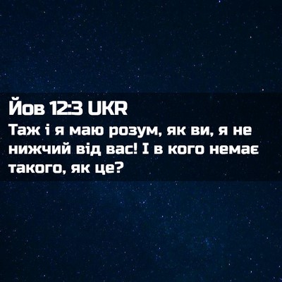 Picture 02 - Йов 12:3 UKR - Таж і я маю розум, як ви, я - Bible Verse Picture