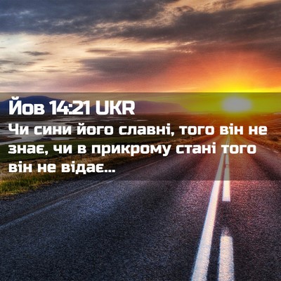 Picture 02 - Йов 14:21 UKR - Чи сини його славні, того - Bible Verse Picture