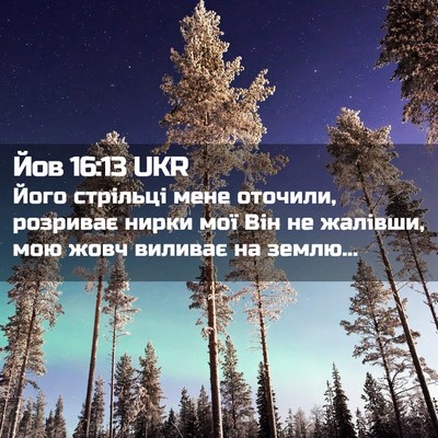 Picture 02 - Йов 16:13 UKR - Його стрільці мене - Bible Verse Picture