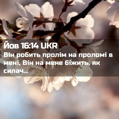 Picture 02 - Йов 16:14 UKR - Він робить пролім на - Bible Verse Picture