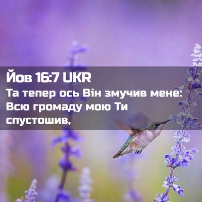 Picture 02 - Йов 16:7 UKR - Та тепер ось Він змучив - Bible Verse Picture