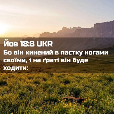 Picture 02 - Йов 18:8 UKR - Бо він кинений в пастку - Bible Verse Picture
