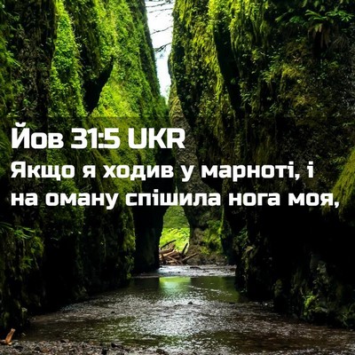 Picture 02 - Йов 31:5 UKR - Якщо я ходив у марноті, і на - Bible Verse Picture