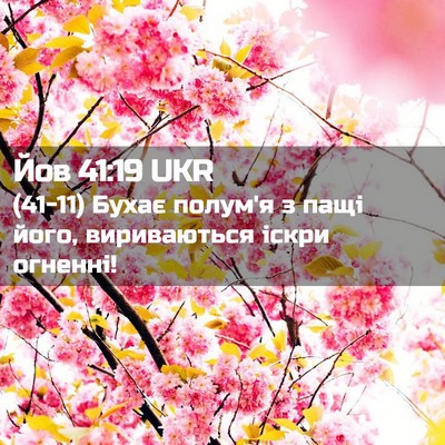 Picture 02 - Йов 41:19 UKR - (41-11) Бухає полум'я з пащі - Bible Verse Picture