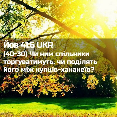 Picture 02 - Йов 41:6 UKR - (40-30) Чи ним спільники - Bible Verse Picture