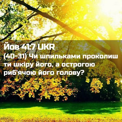 Picture 02 - Йов 41:7 UKR - (40-31) Чи шпильками проколиш - Bible Verse Picture
