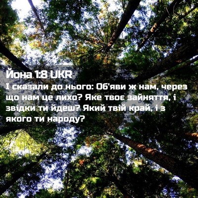 Picture 02 - Йона 1:8 UKR - І сказали до нього: Об'яви ж - Bible Verse Picture