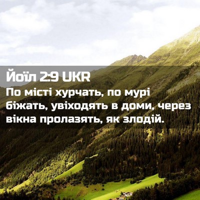 Picture 02 - Йоїл 2:9 UKR - По місті хурчать, по мурі - Bible Verse Picture