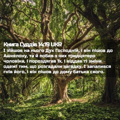 Picture 02 - Книга Суддів 14:19 UKR - І зійшов на нього Дух - Bible Verse Picture