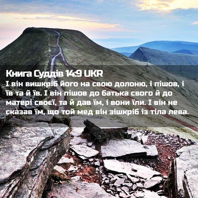 Picture 02 - Книга Суддів 14:9 UKR - І він вишкріб його на свою - Bible Verse Picture
