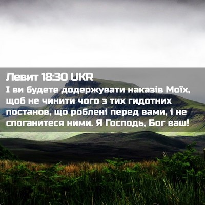 Picture 02 - Левит 18:30 UKR - І ви будете додержувати - Bible Verse Picture