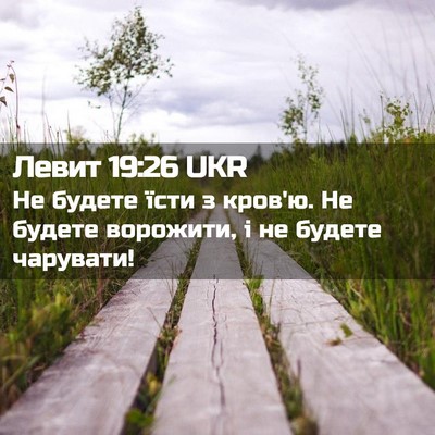Picture 02 - Левит 19:26 UKR - Не будете їсти з кров'ю. Не - Bible Verse Picture