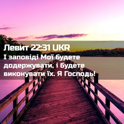 Picture 02 - Левит 22:31 UKR - І заповіді Мої будете - Bible Verse Picture