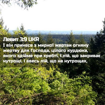 Picture 02 - Левит 3:9 UKR - І він принесе з мирної - Bible Verse Picture