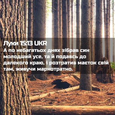 Picture 02 - Луки 15:13 UKR - А по небагатьох днях - Bible Verse Picture