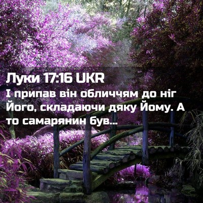 Picture 02 - Луки 17:16 UKR - І припав він обличчям до - Bible Verse Picture