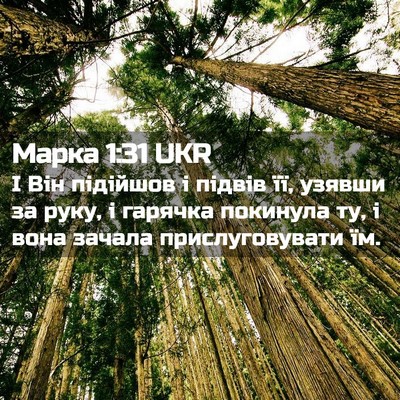 Picture 02 - Марка 1:31 UKR - І Він підійшов і підвів її, - Bible Verse Picture