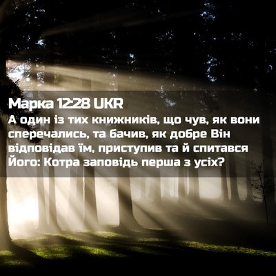 Picture 02 - Марка 12:28 UKR - А один із тих книжників, що - Bible Verse Picture