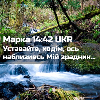 Picture 02 - Марка 14:42 UKR - Уставайте, ходім, ось - Bible Verse Picture