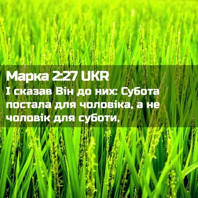 Picture 02 - Марка 2:27 UKR - І сказав Він до них: Субота - Bible Verse Picture
