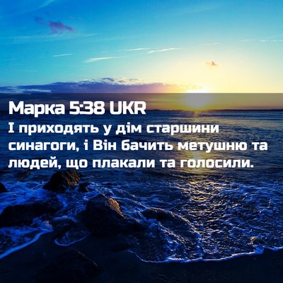 Picture 02 - Марка 5:38 UKR - І приходять у дім старшини - Bible Verse Picture