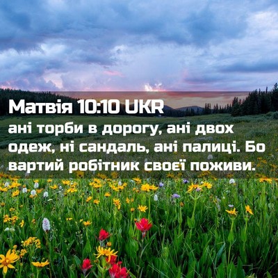 Picture 02 - Матвія 10:10 UKR - ані торби в дорогу, ані - Bible Verse Picture