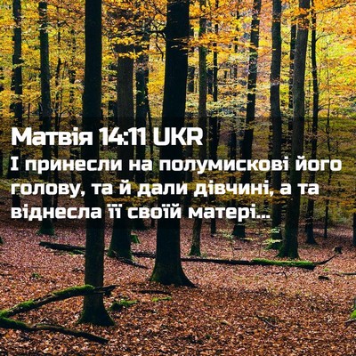 Picture 02 - Матвія 14:11 UKR - І принесли на полумискові - Bible Verse Picture