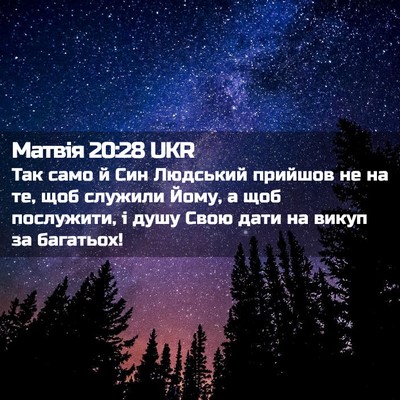 Picture 02 - Матвія 20:28 UKR - Так само й Син Людський - Bible Verse Picture