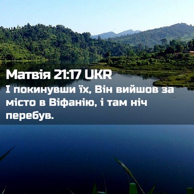 Picture 02 - Матвія 21:17 UKR - І покинувши їх, Він вийшов - Bible Verse Picture