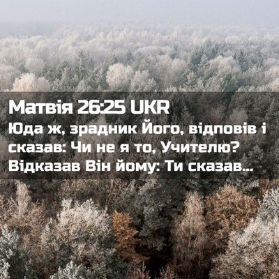Picture 02 - Матвія 26:25 UKR - Юда ж, зрадник Його, - Bible Verse Picture