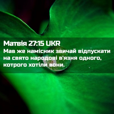 Picture 02 - Матвія 27:15 UKR - Мав же намісник звичай - Bible Verse Picture