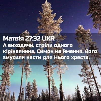 Picture 02 - Матвія 27:32 UKR - А виходячи, стріли одного - Bible Verse Picture