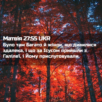 Picture 02 - Матвія 27:55 UKR - Було там багато й жінок, що - Bible Verse Picture