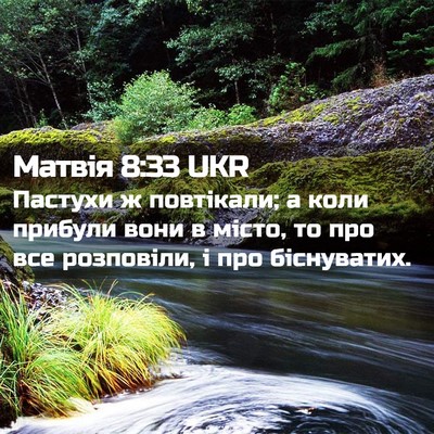 Picture 02 - Матвія 8:33 UKR - Пастухи ж повтікали; а коли - Bible Verse Picture