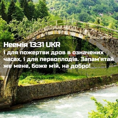 Picture 02 - Неемія 13:31 UKR - і для пожертви дров в - Bible Verse Picture