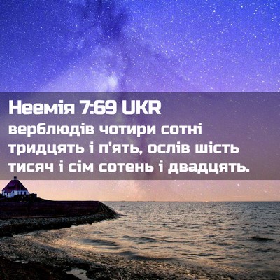Picture 02 - Неемія 7:69 UKR - верблюдів чотири сотні - Bible Verse Picture