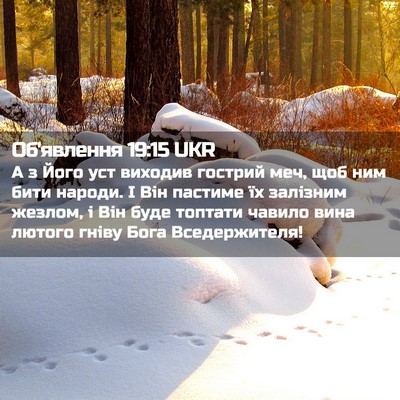 Picture 02 - Об'явлення 19:15 UKR - А з Його уст виходив - Bible Verse Picture