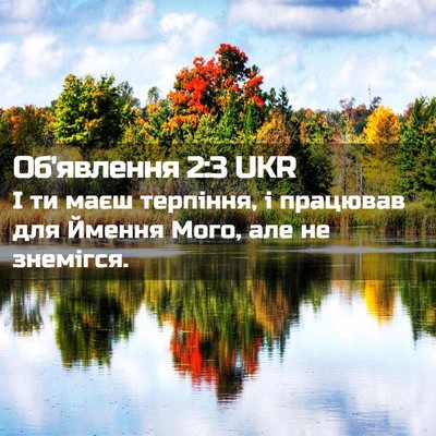 Picture 02 - Об'явлення 2:3 UKR - І ти маєш терпіння, і - Bible Verse Picture