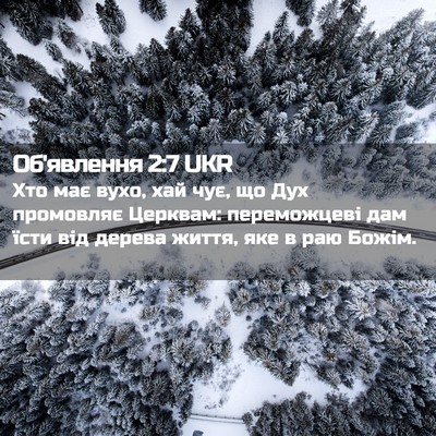 Picture 02 - Об'явлення 2:7 UKR - Хто має вухо, хай чує, що - Bible Verse Picture