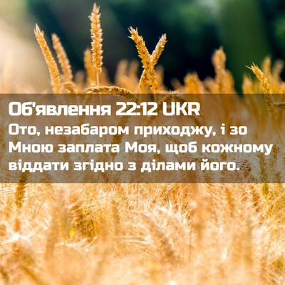 Picture 02 - Об'явлення 22:12 UKR - Ото, незабаром приходжу, і - Bible Verse Picture