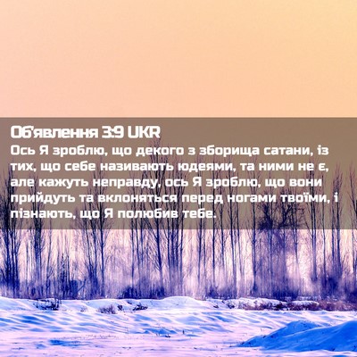 Picture 02 - Об'явлення 3:9 UKR - Ось Я зроблю, що декого з - Bible Verse Picture