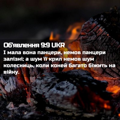 Picture 02 - Об'явлення 9:9 UKR - І мала вона панцери, немов - Bible Verse Picture