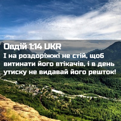 Picture 02 - Овдій 1:14 UKR - І на роздоріжжі не стій, - Bible Verse Picture