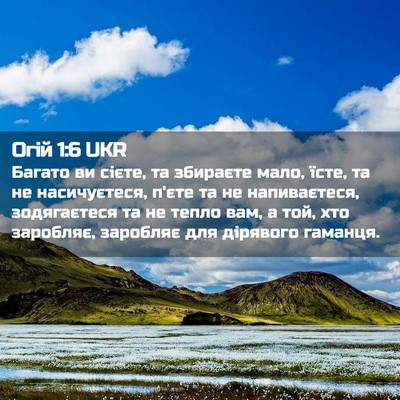 Picture 02 - Огій 1:6 UKR - Багато ви сієте, та - Bible Verse Picture