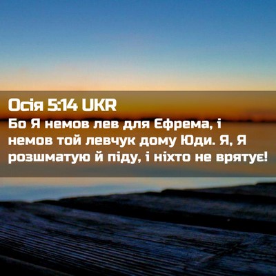 Picture 02 - Осія 5:14 UKR - Бо Я немов лев для Єфрема, і - Bible Verse Picture