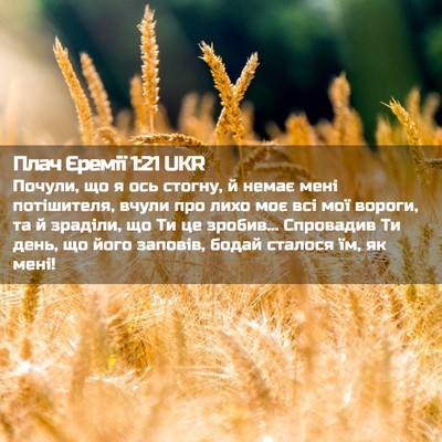 Picture 02 - Плач Єремії 1:21 UKR - Почули, що я ось стогну, й - Bible Verse Picture