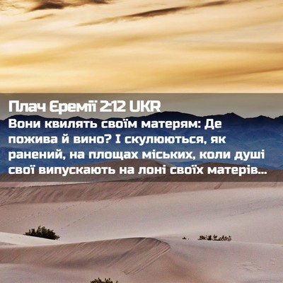 Picture 02 - Плач Єремії 2:12 UKR - Вони квилять своїм - Bible Verse Picture